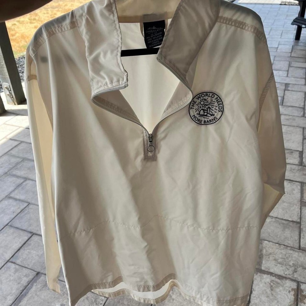 Charles River Apparel Cream Farmcore Preppy Quarter-Zip Windbreaker Mens XXL - Picture 1 of 6